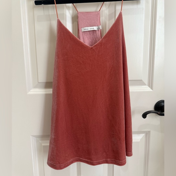 bishop + young Tops - Bishop + Young Pink Velvet V-Neck Cami | Size Small